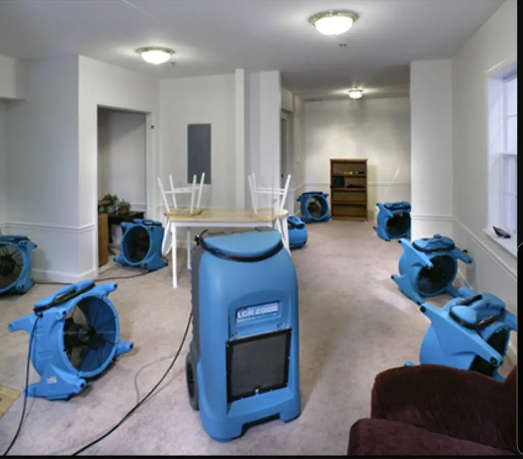 Air movers and dehumidifier setup for Water Extraction & Removal in Vestal